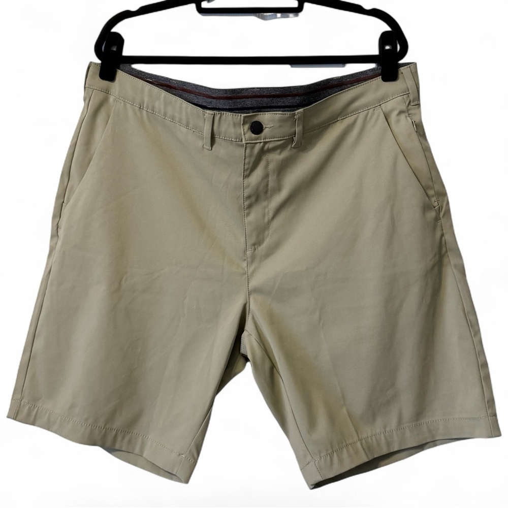 Jachs New York Performance Tech Shorts Mens Size 40 Khaki Stretch Poly Spandex - Picture 3 of 13
